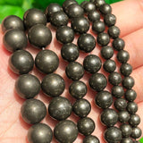 Iron Pyrite Spacer Beads 4-10mm Round Loose Beads 15''inches