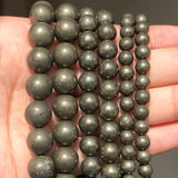 Iron Pyrite Spacer Beads 4-10mm Round Loose Beads 15''inches