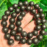 Iron Pyrite Spacer Beads 4-10mm Round Loose Beads 15''inches