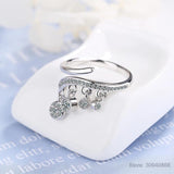 925 Silver Moissanite Tassel CZ Ring Women Wedding Jewelry