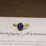 Vintage Silver Inlay Oval Sea Gemstone Ring for Women's Party
