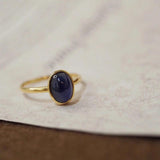 Vintage Silver Inlay Oval Sea Gemstone Ring for Women's Party