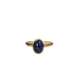 Vintage Silver Inlay Oval Sea Gemstone Ring for Women's Party