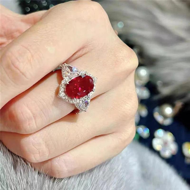 Charm Ruby Diamond Ring for Women Bridal Promise