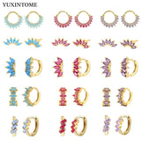 925 Silver Crystal Zircon Hoop Earrings Crown Jewelry for Christmas