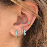 925 Silver Crystal Zircon Hoop Earrings Crown Jewelry for Christmas
