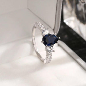 S925 Silver Droplet Crystal Gem Ring