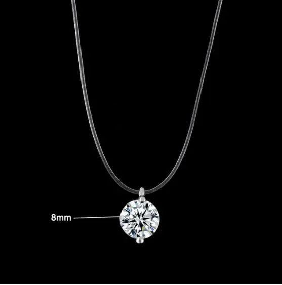 925 Silver 1ct D VVS1 Diamond with Moissanite Fishing Line Pendant Necklace