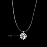 925 Silver 1ct D VVS1 Diamond with Moissanite Fishing Line Pendant Necklace