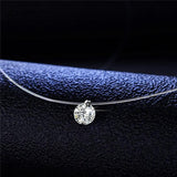 925 Silver 1ct D VVS1 Diamond with Moissanite Fishing Line Pendant Necklace