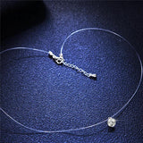 925 Silver 1ct D VVS1 Diamond with Moissanite Fishing Line Pendant Necklace