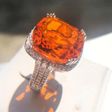 Orange Gem Bohemian Style Wedding Ring Micro-inlaid Zircon Party Jewelry