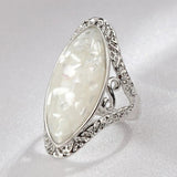 Geometric Amber Diamond Ring 925 Silver Larimar Wedding Ring
