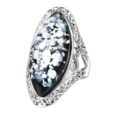 Geometric Amber Diamond Ring 925 Silver Larimar Wedding Ring