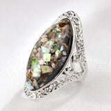 Geometric Amber Diamond Ring 925 Silver Larimar Wedding Ring