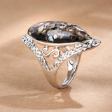 Geometric Amber Diamond Ring 925 Silver Larimar Wedding Ring