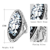 Geometric Amber Diamond Ring 925 Silver Larimar Wedding Ring