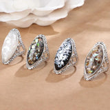 Geometric Amber Diamond Ring 925 Silver Larimar Wedding Ring
