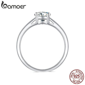 Moissanite Ring 925 Sterling Silver Platinum Engagement Solitaire Band