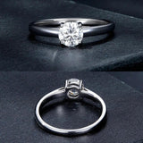 Moissanite Ring 925 Sterling Silver Platinum Engagement Solitaire Band