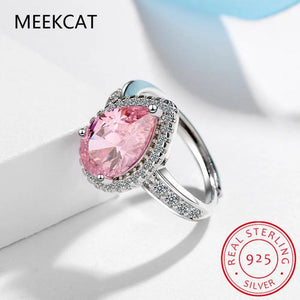 925 Silver Pear Multicolor Diamond Gemstone Wedding Ring