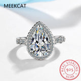 925 Silver Pear Multicolor Diamond Gemstone Wedding Ring