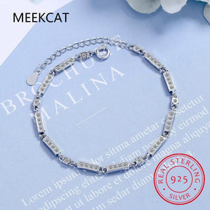 925 Silver CZ Tennis Chain Bracelet Women Wedding Jewelry