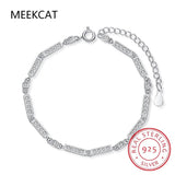 925 Silver CZ Tennis Chain Bracelet Women Wedding Jewelry