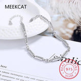 925 Silver CZ Tennis Chain Bracelet Women Wedding Jewelry