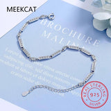 925 Silver CZ Tennis Chain Bracelet Women Wedding Jewelry