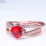 925 Silver Women Ring With Ruby Gemstone Open Adjust Size