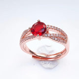 925 Silver Women Ring With Ruby Gemstone Open Adjust Size