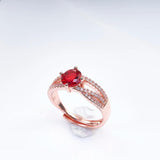 925 Silver Women Ring With Ruby Gemstone Open Adjust Size