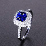 925 Silver Sapphire Zircon Open Ring for Women Party