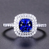 925 Silver Sapphire Zircon Open Ring for Women Party