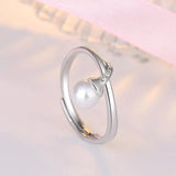 Zircon Gemstone 925 Silver Pearl Ring for Women
