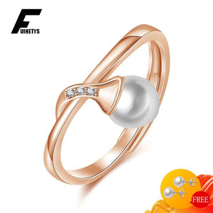Zircon Gemstone 925 Silver Pearl Ring for Women