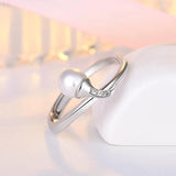 Zircon Gemstone 925 Silver Pearl Ring for Women