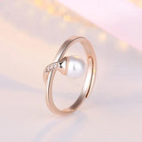 Zircon Gemstone 925 Silver Pearl Ring for Women