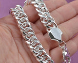 925 Sterling Silver Chain Bracelet 10MM Men's Jewelry