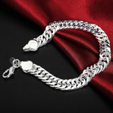 925 Sterling Silver Chain Bracelet 10MM Men's Jewelry