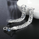 925 Sterling Silver Chain Bracelet 10MM Men's Jewelry