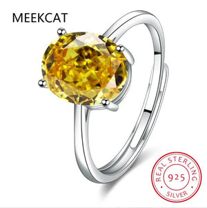 Yellow Citrine Sterling Silver Solitaire Ring Women Engagement Band