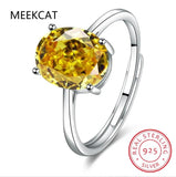 Yellow Citrine Sterling Silver Solitaire Ring Women Engagement Band