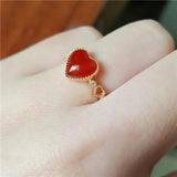 South Red Tourmaline Heart Rings Chinese Wedding Jewelry