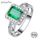 925 Silver Emerald Zircon Gemstone Open Ring for Women