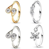 925 Silver Snowflake Droplet Ring For Women's Jewelry