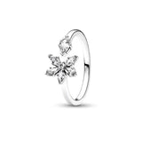 925 Silver Snowflake Droplet Ring For Women's Jewelry