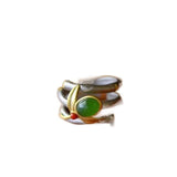 Natural Hetian Jade Green Leaves Bamboo Adjustable Ring