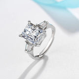 925 Silver Emerald Cut Moissanite Gemstone Ring